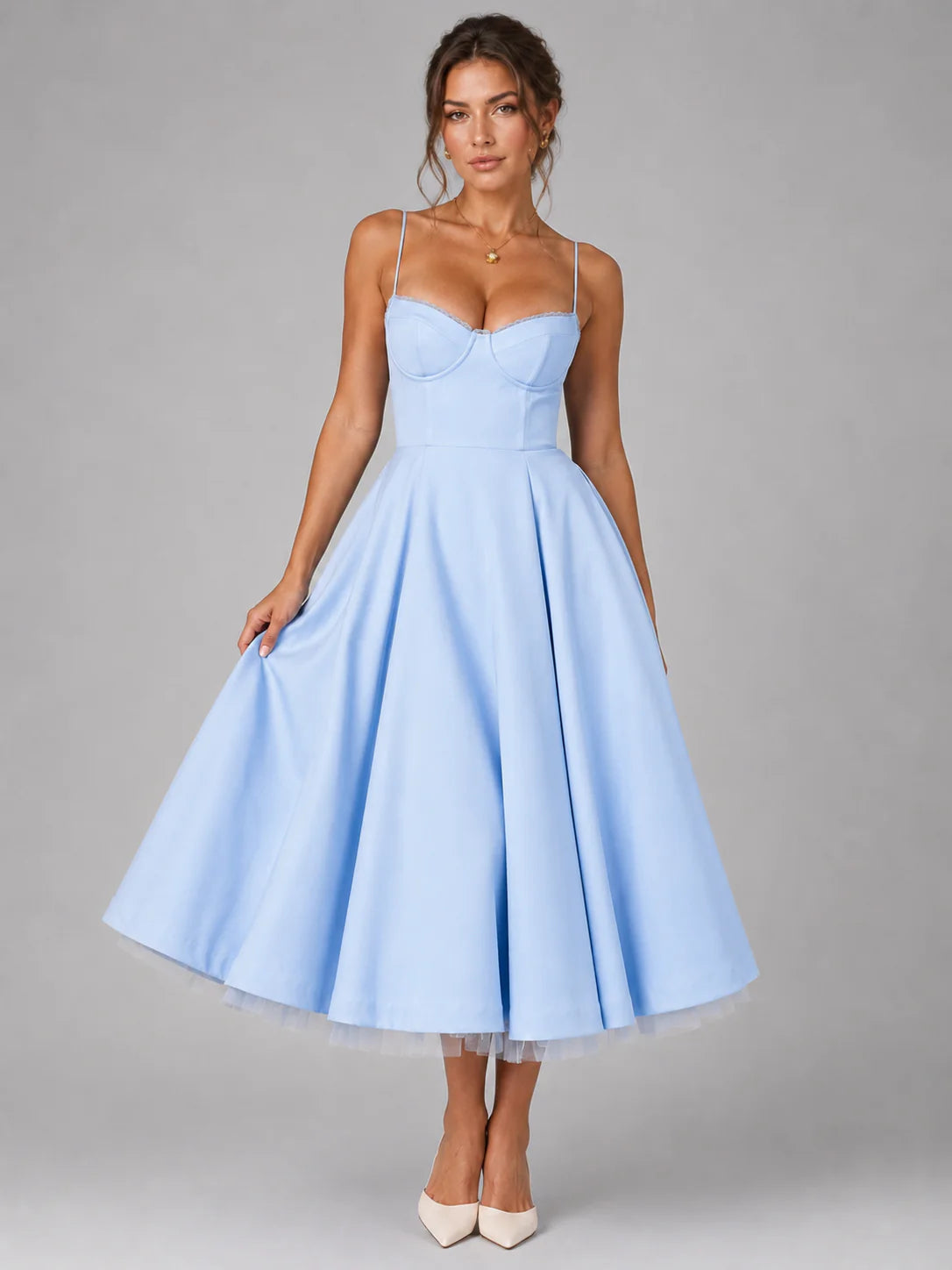 Women's Midi Corset Dress with Full Circle Skirt for Formal Occasions Montleigh Women's Dress Oak & Aura