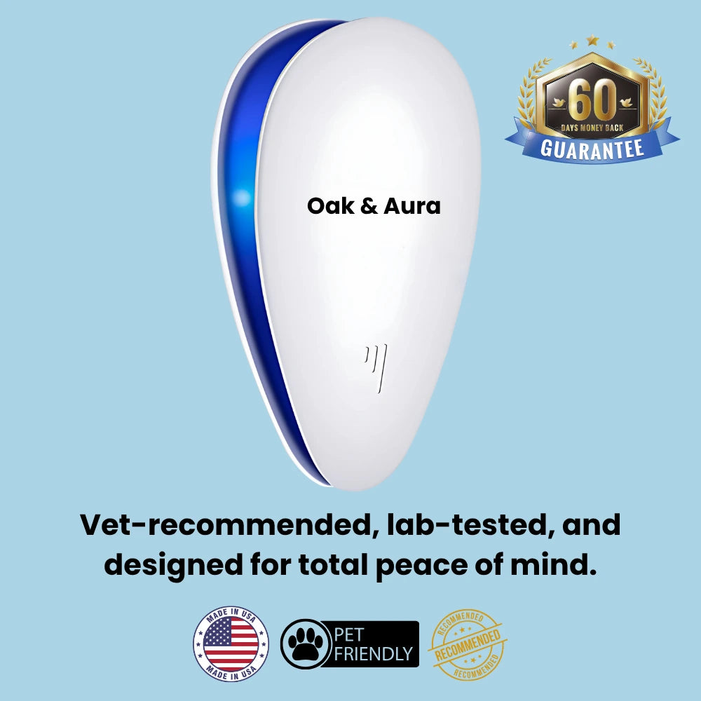 The 2025 breakthrough in ultrasonic defense — clinically proven, pet-safe protection. Oak & Aura 0 Oak & Aura