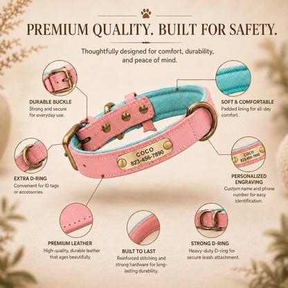 Handmade Premium Personalized Leather Collar
