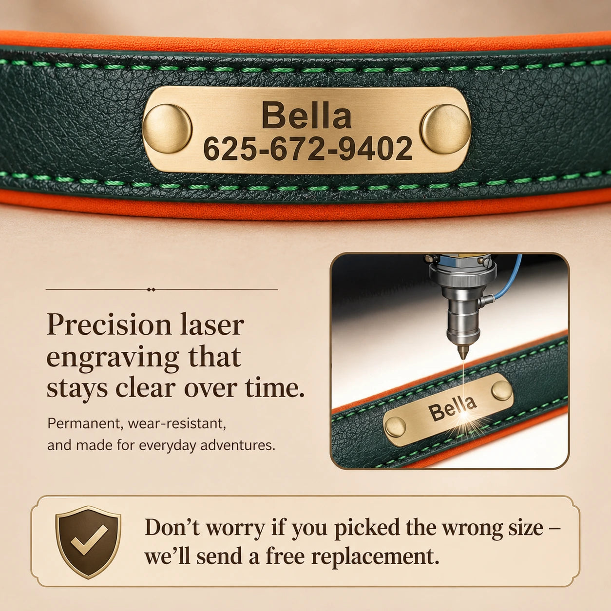 Handmade Premium Personalized Leather Collar