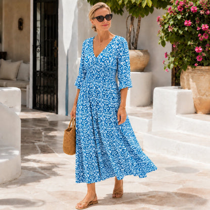 V-neck Floral Loose And Versatile Long Skirt Oak & Aura summer dress Oak & Aura