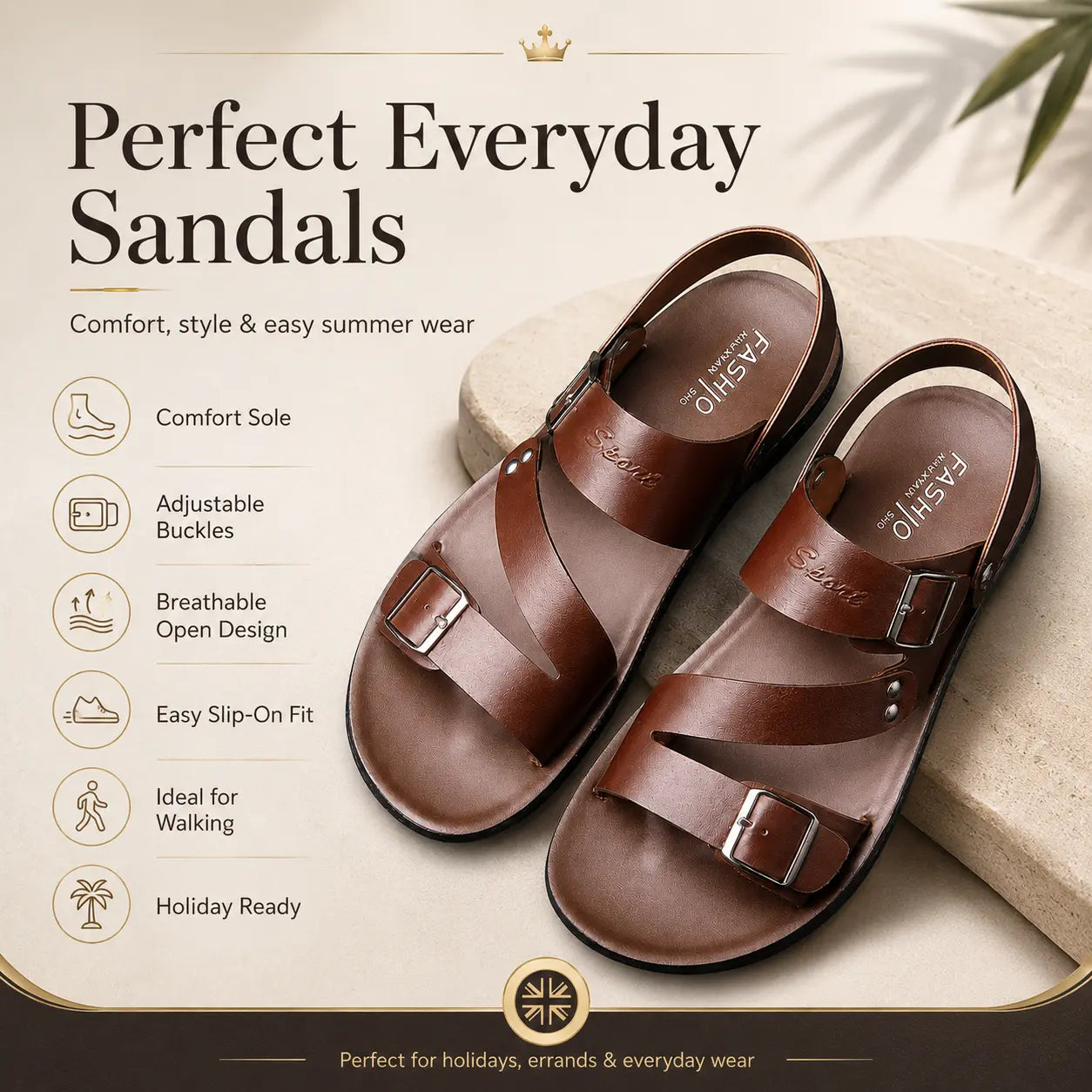 Sandals Men Casual Comfortable Barefoot Buckle Shoes Oak & Aura summer dress Oak & Aura