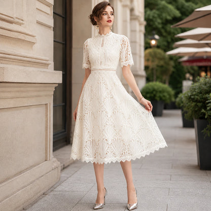 Women Lace Midi Dress – Short Sleeve Summer Wedding Guest Occasion Dress Oak & Aura summer dress Oak & Aura