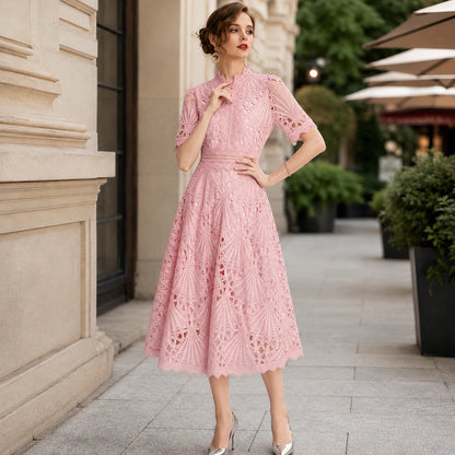 Women Lace Midi Dress – Short Sleeve Summer Wedding Guest Occasion Dress Oak & Aura summer dress Oak & Aura