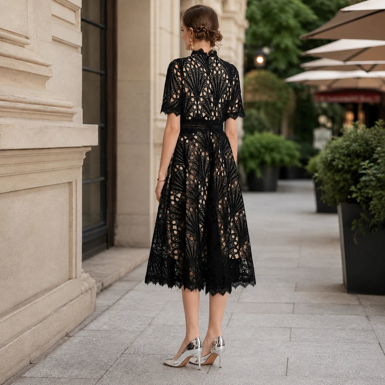 Women Lace Midi Dress – Short Sleeve Summer Wedding Guest Occasion Dress Oak & Aura summer dress Oak & Aura