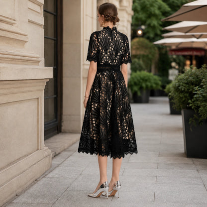 Women Lace Midi Dress – Short Sleeve Summer Wedding Guest Occasion Dress Oak & Aura summer dress Oak & Aura