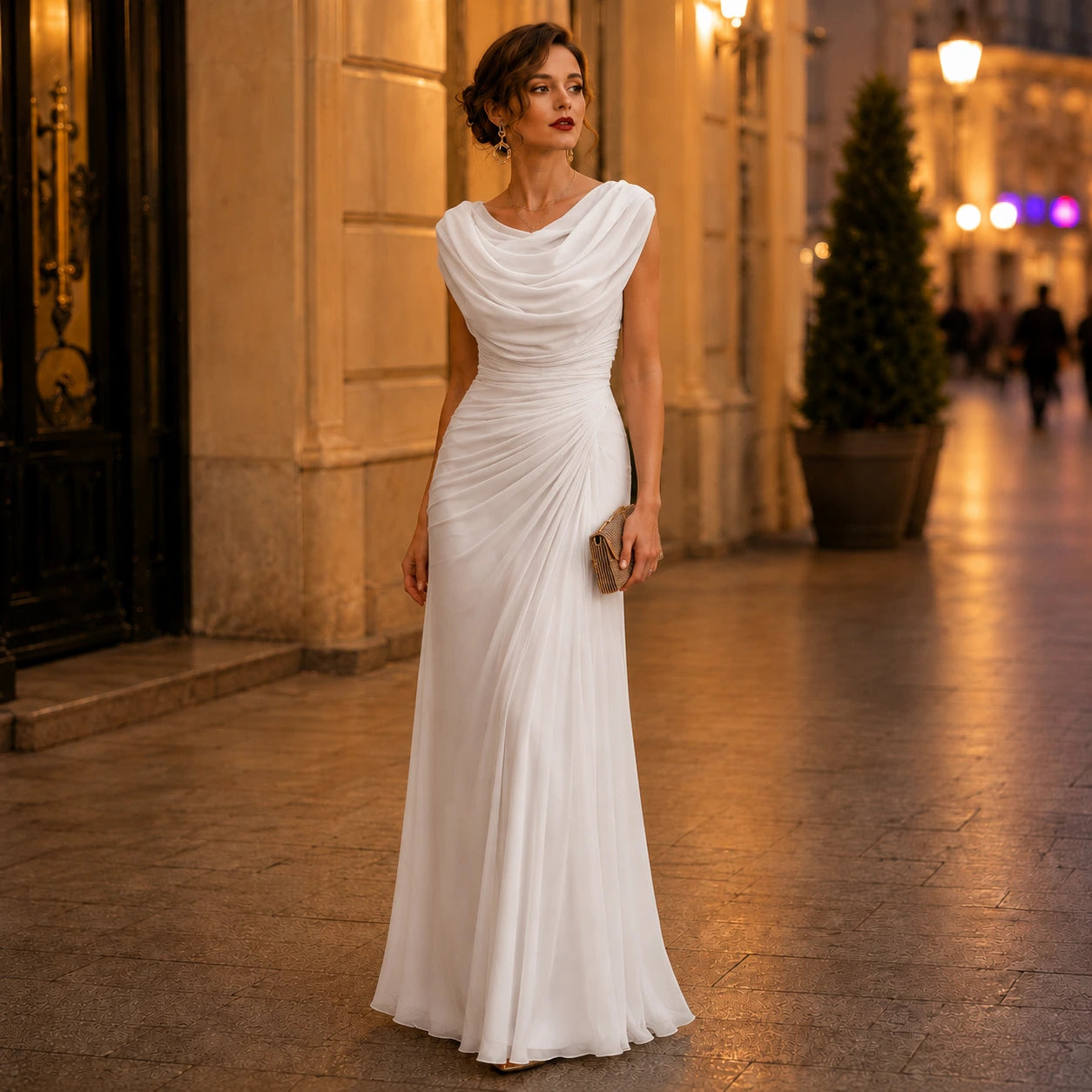Women Cowl Neck Maxi Dress – Sleeveless Ruched Waist Elegant Evening Dress Oak & Aura summer dress Oak & Aura