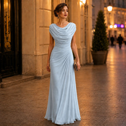 Women Cowl Neck Maxi Dress – Sleeveless Ruched Waist Elegant Evening Dress Oak & Aura summer dress Oak & Aura