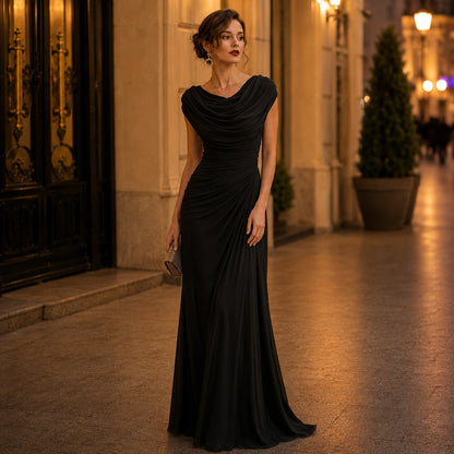 Women Cowl Neck Maxi Dress – Sleeveless Ruched Waist Elegant Evening Dress Oak & Aura summer dress Oak & Aura