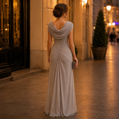 Women Cowl Neck Maxi Dress – Sleeveless Ruched Waist Elegant Evening Dress Oak & Aura summer dress Oak & Aura