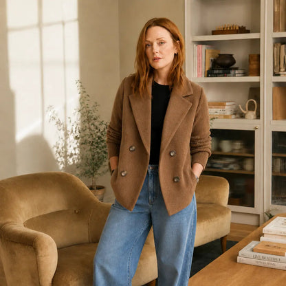 Women’s Knit Sleeve Blazer Jacket | Elegant Old Money Wool Blend Coat Oak & Aura OakAuraFashion Oak & Aura