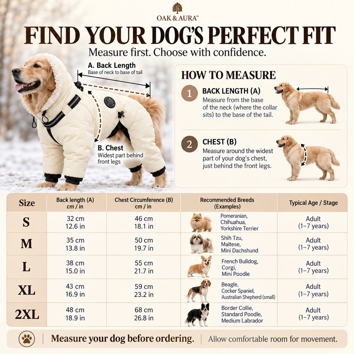 Oak & Aura™ Full-Body Dog Jacket