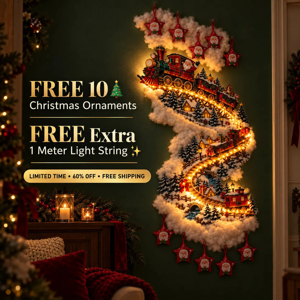 Oak & Aura™ Christmas Magic Trail Wall Light.
