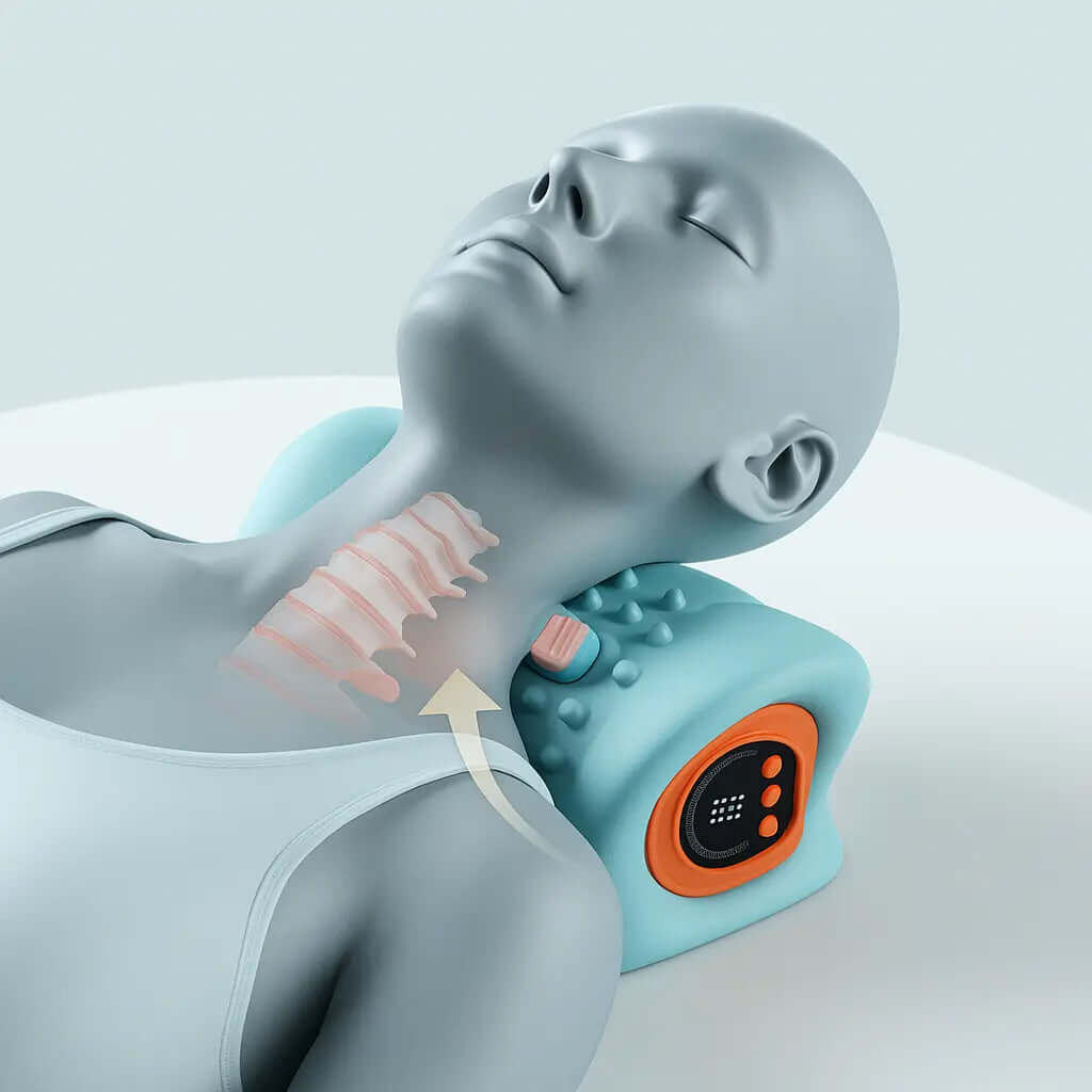 Gray mannequin with a digital device on its chest against a light gray background