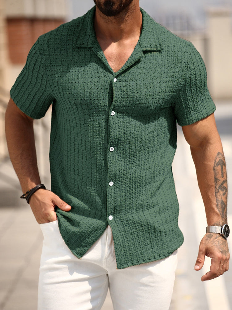 Cuban Collar Knit Shirt coofandy Shirts Oak & Aura
