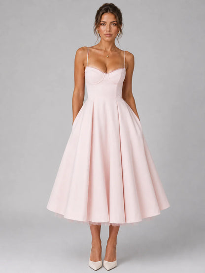 Women's Midi Corset Dress with Full Circle Skirt for Formal Occasions Montleigh Women's Dress Oak & Aura