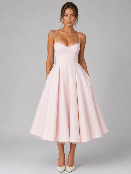 Women's Midi Corset Dress with Full Circle Skirt for Formal Occasions Montleigh Women's Dress Oak & Aura
