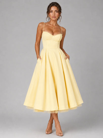 Women's Midi Corset Dress with Full Circle Skirt for Formal Occasions Montleigh Women's Dress Oak & Aura