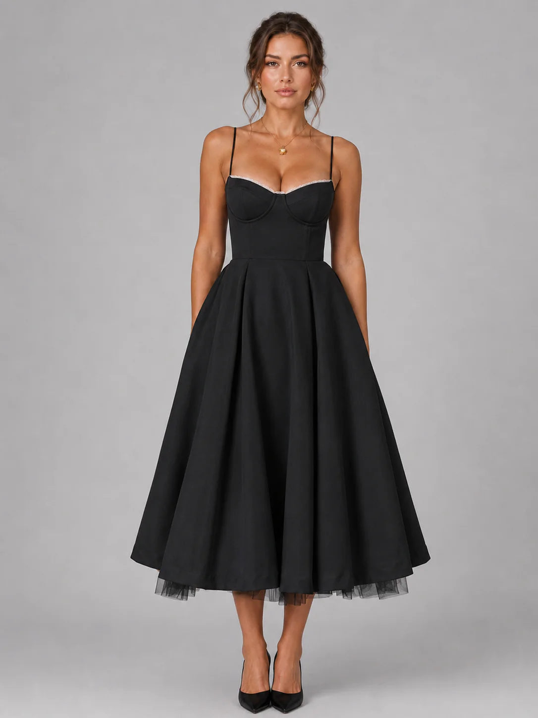 Women's Midi Corset Dress with Full Circle Skirt for Formal Occasions Montleigh Women's Dress Oak & Aura