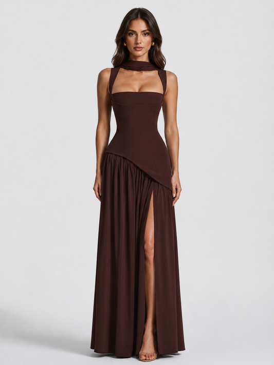 Floor Length Satin Maxi Dress Montleigh Women's Dress Oak & Aura
