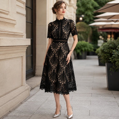 Women Lace Midi Dress – Short Sleeve Summer Wedding Guest Occasion Dress Oak & Aura summer dress Oak & Aura